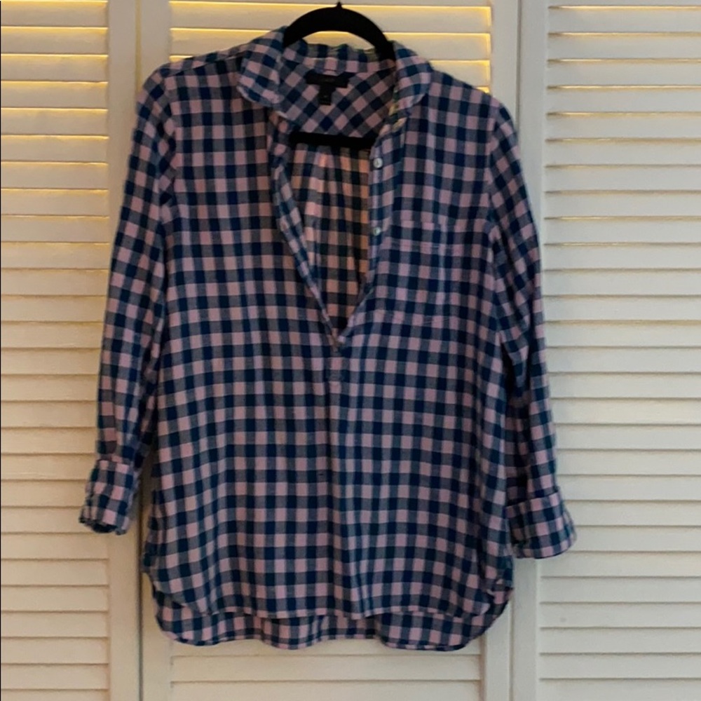 J. Crew Pink and Teal Popover